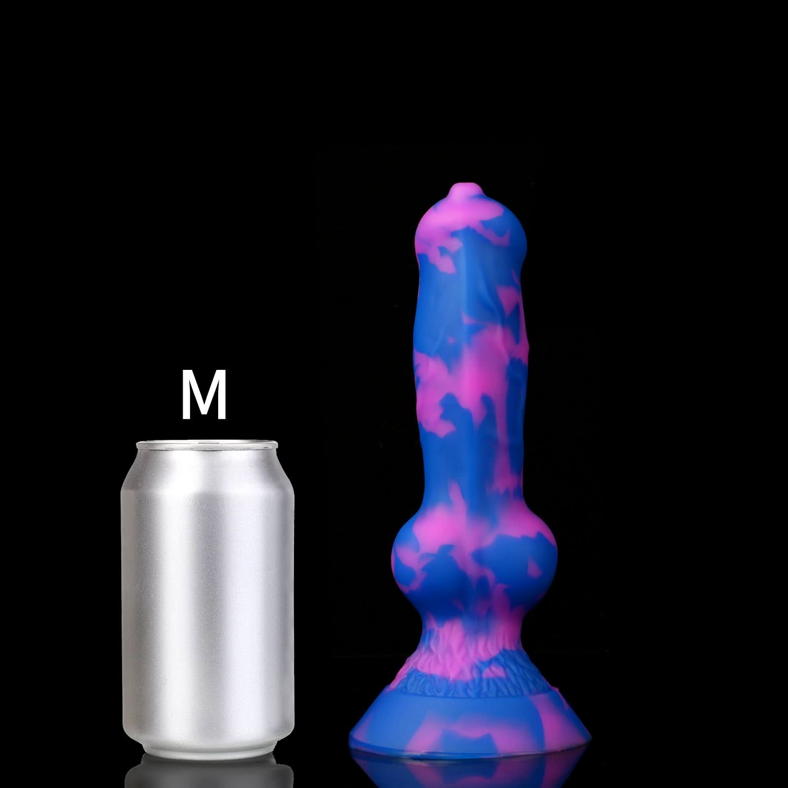Nothosaur NICOS fantasy dog knot dildo with a textured shaft and pronounced knot - size reference 16