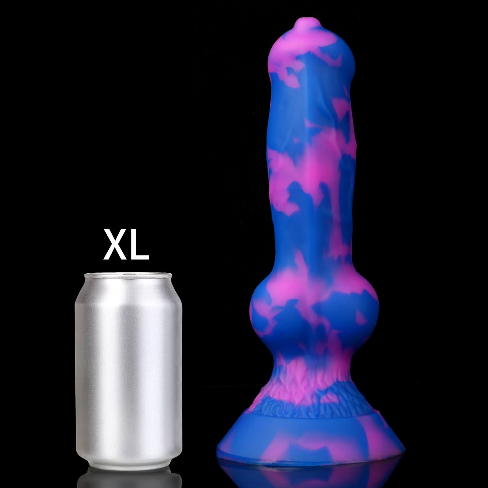 Nothosaur NICOS fantasy dog knot dildo with a textured shaft and pronounced knot - size reference 18