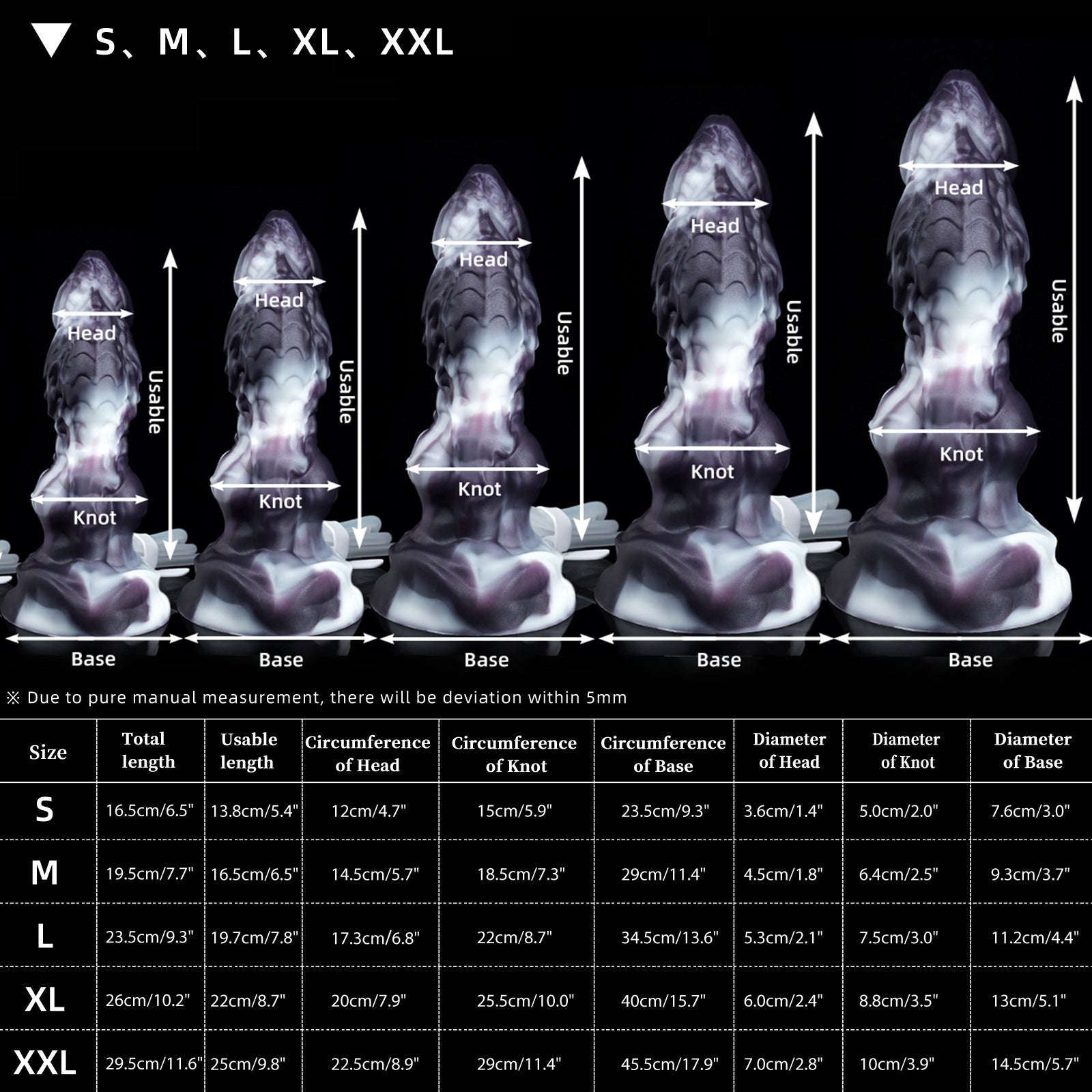VRA+Tube dragon fantasy toy size and measurement chart